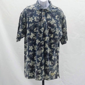 Tommy Bahama Hawaiian Floral Blue Polo Sz M